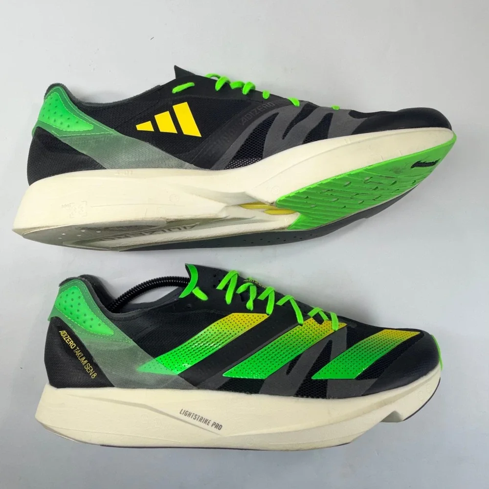 Adidas Adizero Takumi Sen 8 Running Shoes Mens 12 Black Neon Green Racing GY8405